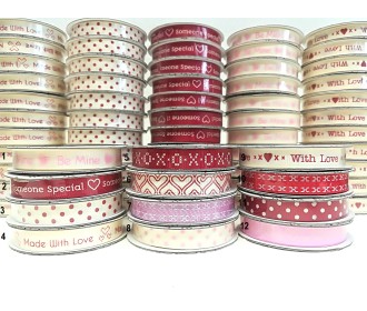 Κορδέλα γκρο με εκτύπωση - 2m x1cm- With Love Κορδέλα γκρο με εκτύπωση - 2m x1cm- With Love