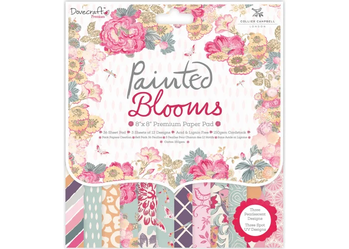 Σετ Χαρτόνια Dovecraft Painted Blooms 20cm X 20cm 36φύλλα 150gsm