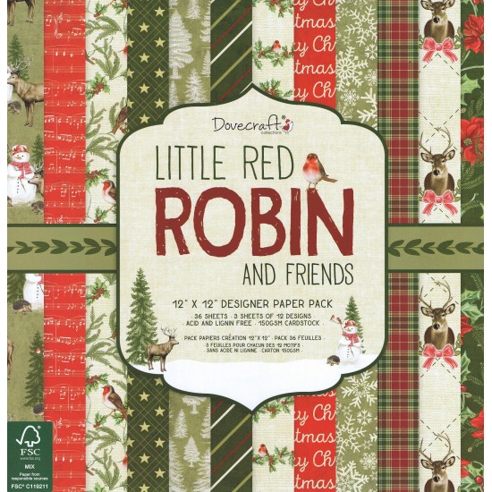 Σετ Χαρτόνια Χειροτεχνίας Little Red Robin and Friends 30cm X 30cm 36φ 150γρ Σετ Χαρτόνια Χειροτεχνίας Little Red Robin and Friends 30cm X 30cm 36φ 150γρ