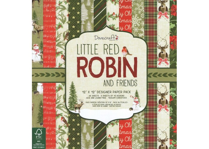 Σετ Χαρτόνια Χειροτεχνίας Little Red Robin and Friends 30cm X 30cm 36φ 150γρ Σετ Χαρτόνια Χειροτεχνίας Little Red Robin and Friends 30cm X 30cm 36φ 150γρ