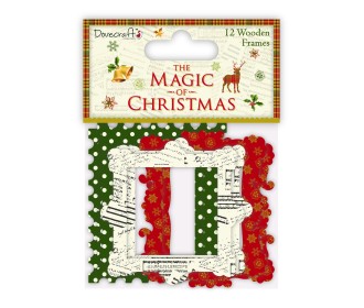 Ξύλινα διακοσμητικά κορνιζάκια The Magic of Christmas 12τεμ Ξύλινα διακοσμητικά κορνιζάκια The Magic of Christmas 12τεμ