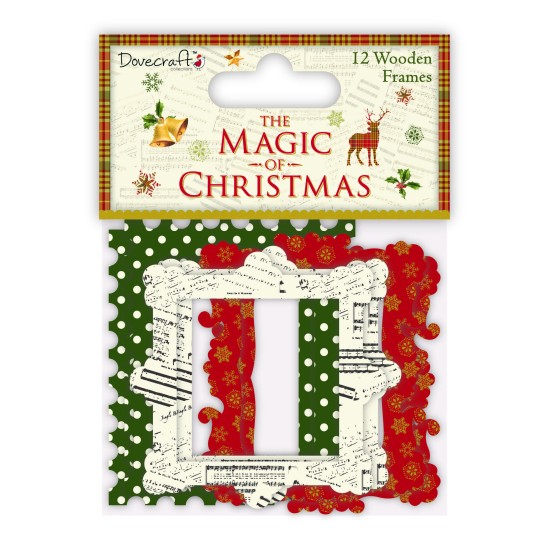 Ξύλινα διακοσμητικά κορνιζάκια The Magic of Christmas 12τεμ Ξύλινα διακοσμητικά κορνιζάκια The Magic of Christmas 12τεμ