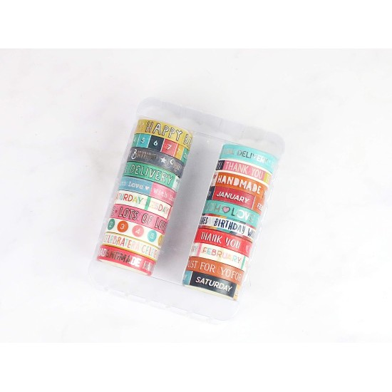 Washi Tape Box Sentiments 20τεμ 10mm x 3m Washi Tape Box Sentiments 20τεμ 10mm x 3m