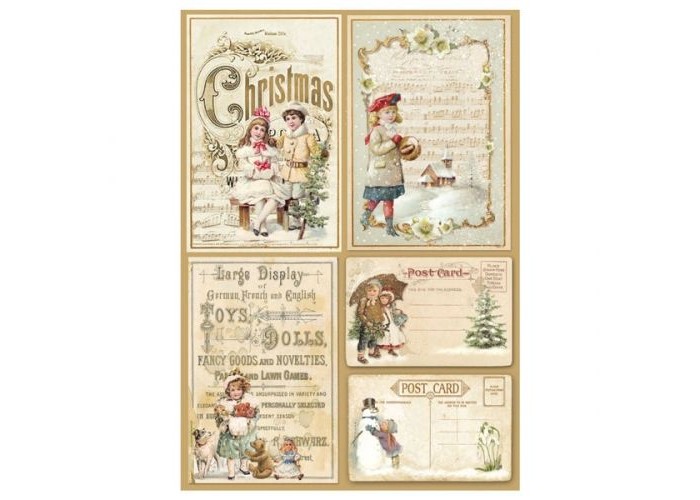 Ριζόχαρτο Decoupage A4 -Christmas postcards Ριζόχαρτο Decoupage A4 -Christmas postcards