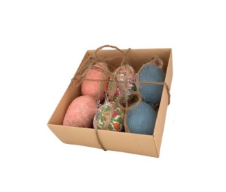 ΑΥΓΑ ΥΦΑΣΜΑΤΙΝΑ ΣΕ ΚΟΥΤΙ SET/6 6CM WHITE-PINK L-BLUE  ΑΥΓΑ ΥΦΑΣΜΑΤΙΝΑ ΣΕ ΚΟΥΤΙ SET/6 6CM WHITE-PINK L-BLUE