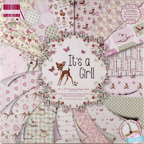 Σετ χαρτόνια χειροτεχνίας It's a Girl 30x30cm 48φ 200gr Σετ χαρτόνια χειροτεχνίας It's a Girl 30x30cm 48φ 200gr