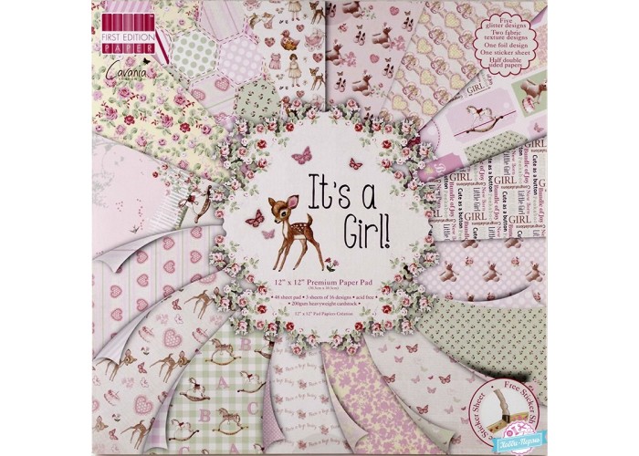 Σετ χαρτόνια χειροτεχνίας It's a Girl 30x30cm 48φ 200gr Σετ χαρτόνια χειροτεχνίας It's a Girl 30x30cm 48φ 200gr