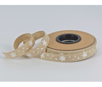 ΚΟΡΔΕΛΑ ΒΑΜΒΑΚΕΡΗ ΜΕ ΓΙΟΥΤΑ ΕΚΤΥΠΩΣΗ ΈΝΑ ΧΡΩΜΑ,ΜΙΑ ΟΨΗ 15ΜΜ SNOW STAR BEIGE-WHITE