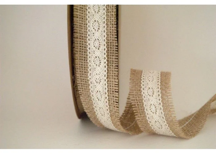 ΚΟΡΔΕΛΑ ΓΙΟΥΤΑ ΜΕ ΔΑΝΤΕΛΑ 35MMX10MET BEIGE-IVORY