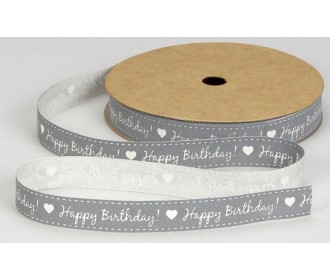 ΚΟΡΔΕΛΑ ΟΙΚΟΛΟΓΙΚΗ HAPPY BIRTHDAY 15MMX20MET GREY ΚΟΡΔΕΛΑ ΟΙΚΟΛΟΓΙΚΗ HAPPY BIRTHDAY 15MMX20MET GREY