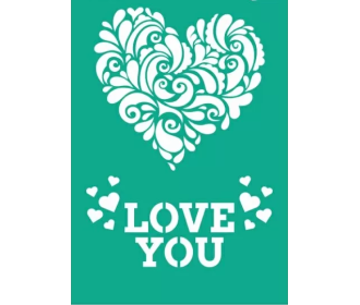 Επαναχρησιμοποιήσιμο Αυτοκόλλητο Stencil 13x20cm Love Heart Επαναχρησιμοποιήσιμο Αυτοκόλλητο Stencil 13x20cm Love Heart