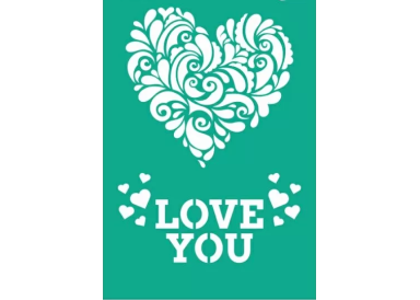 Επαναχρησιμοποιήσιμο Αυτοκόλλητο Stencil 13x20cm Love Heart Επαναχρησιμοποιήσιμο Αυτοκόλλητο Stencil 13x20cm Love Heart