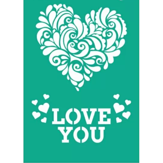 Επαναχρησιμοποιήσιμο Αυτοκόλλητο Stencil 13x20cm Love Heart Επαναχρησιμοποιήσιμο Αυτοκόλλητο Stencil 13x20cm Love Heart