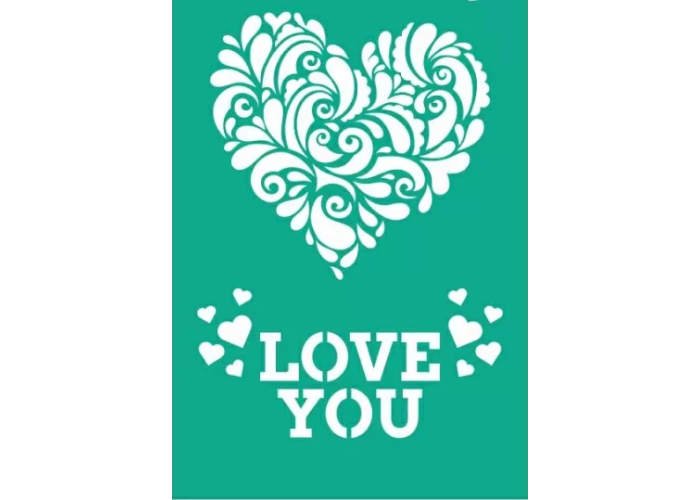 Επαναχρησιμοποιήσιμο Αυτοκόλλητο Stencil 13x20cm Love Heart Επαναχρησιμοποιήσιμο Αυτοκόλλητο Stencil 13x20cm Love Heart