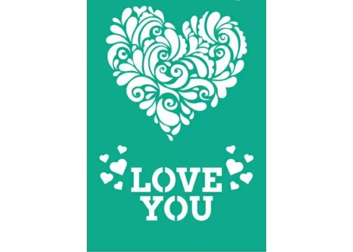 Επαναχρησιμοποιήσιμο Αυτοκόλλητο Stencil 13x20cm Love Heart