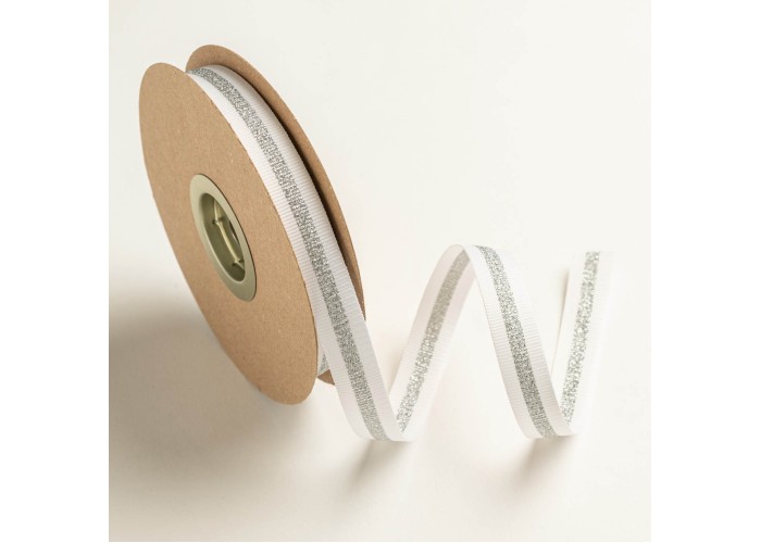 Κορδέλα Gros Μεταλλική Ρίγα 15ΜΜX25M WHITE-SILVER MET Κορδέλα Gros Μεταλλική Ρίγα 15ΜΜX25M WHITE-SILVER MET