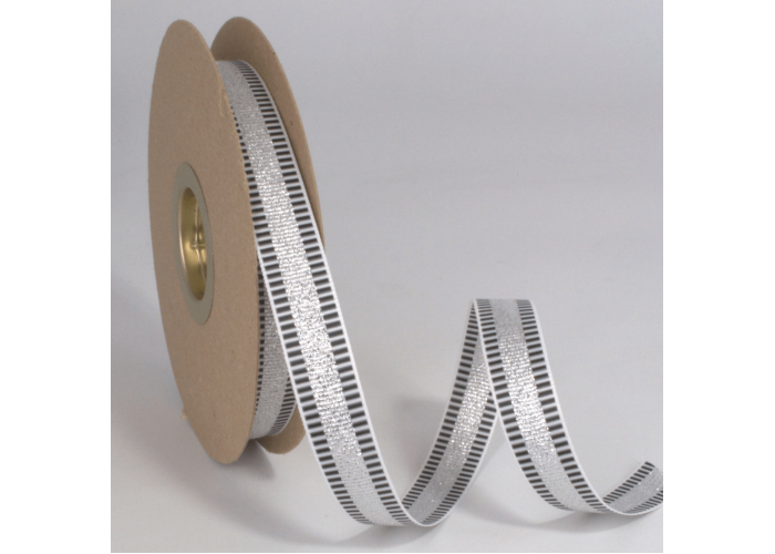 Κορδέλα Gros Μεταλλική Ρίγα 15ΜΜx25m WHITE-BLACK-SILVER MET Κορδέλα Gros Μεταλλική Ρίγα 15ΜΜx25m WHITE-BLACK-SILVER MET
