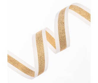 Κορδέλα Gros Μεταλλική Ρίγα 15ΜΜx25m IVORY-GOLD MET