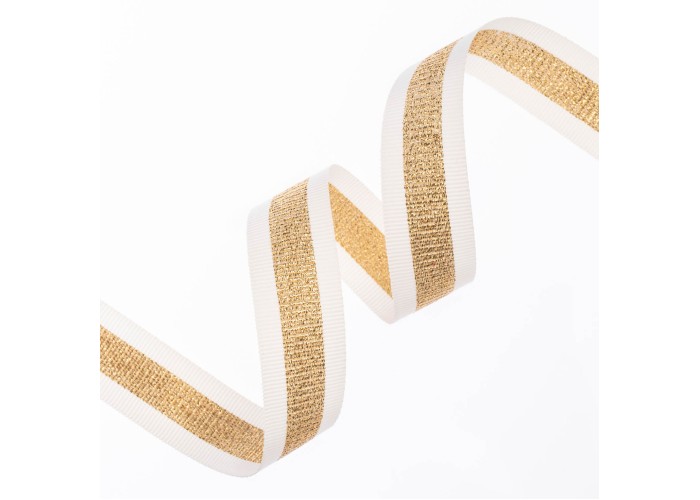 Κορδέλα Gros Μεταλλική Ρίγα 15ΜΜx25m IVORY-GOLD MET Κορδέλα Gros Μεταλλική Ρίγα 15ΜΜx25m IVORY-GOLD MET