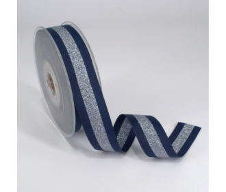 Κορδέλα Gros Μεταλλική Ρίγα 15ΜΜx25m BLUE-SILVER MET