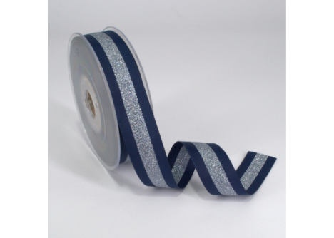 Κορδέλα Gros Μεταλλική Ρίγα 15ΜΜx25m BLUE-SILVER MET