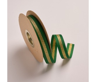 Κορδέλα Gros Μεταλλική Ρίγα 15ΜΜ GREEN D-GOLD MET