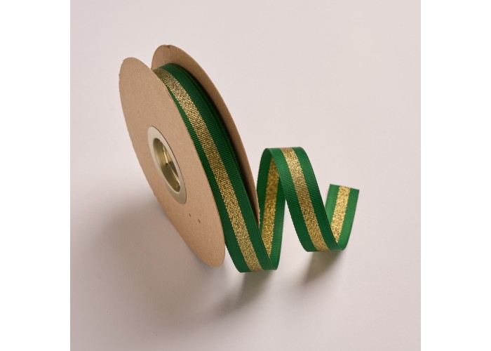 Κορδέλα Gros Μεταλλική Ρίγα 15ΜΜx25m GREEN D-GOLD MET