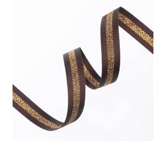 Κορδέλα Gros Μεταλλική Ρίγα 15ΜΜ BROWN-GOLD MET