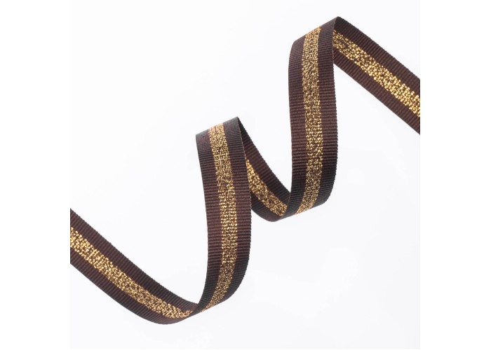 Κορδέλα Gros Μεταλλική Ρίγα 15ΜΜx25m BROWN-GOLD MET