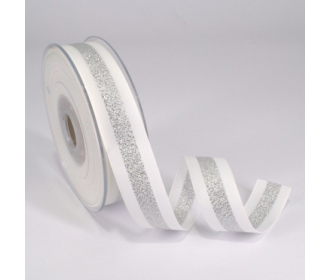Κορδέλα Gros Μεταλλική Ρίγα 25ΜΜx25M WHITE-SILVER MET Κορδέλα Gros Μεταλλική Ρίγα 25ΜΜx25M WHITE-SILVER MET