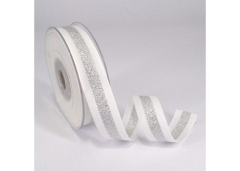 Κορδέλα Gros Μεταλλική Ρίγα 25ΜΜx25M WHITE-SILVER MET Κορδέλα Gros Μεταλλική Ρίγα 25ΜΜx25M WHITE-SILVER MET