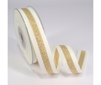 Κορδέλα Gros Μεταλλική Ρίγα 25ΜΜx25M IVORY-GOLD MET