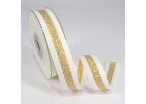 Κορδέλα Gros Μεταλλική Ρίγα 25ΜΜx25M IVORY-GOLD MET Κορδέλα Gros Μεταλλική Ρίγα 25ΜΜx25M IVORY-GOLD MET
