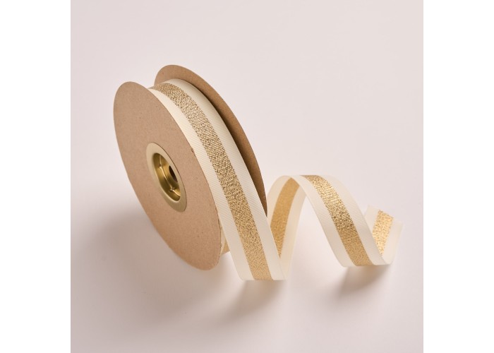 Κορδέλα Gros Μεταλλική Ρίγα 25ΜΜΧ25ΜΕΤ IVORY-GOLD MET Κορδέλα Gros Μεταλλική Ρίγα 25ΜΜΧ25ΜΕΤ IVORY-GOLD MET