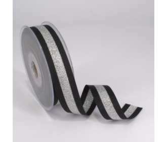 Κορδέλα Gros Μεταλλική Ρίγα 25ΜΜx25M BLACK-SILVER MET Κορδέλα Gros Μεταλλική Ρίγα 25ΜΜx25M BLACK-SILVER MET