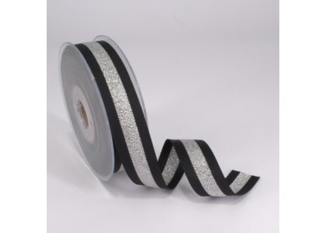 Κορδέλα Gros Μεταλλική Ρίγα 25ΜΜx25M BLACK-SILVER MET Κορδέλα Gros Μεταλλική Ρίγα 25ΜΜx25M BLACK-SILVER MET