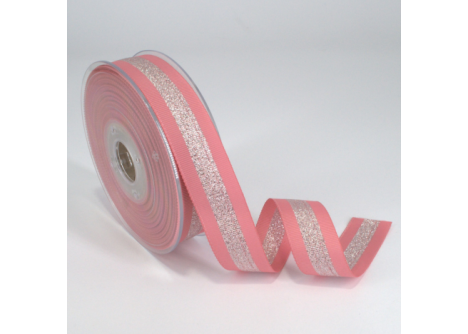 Κορδέλα Gros Μεταλλική Ρίγα 25ΜΜx25M PINK OLD-SILVER MET Κορδέλα Gros Μεταλλική Ρίγα 25ΜΜx25M PINK OLD-SILVER MET