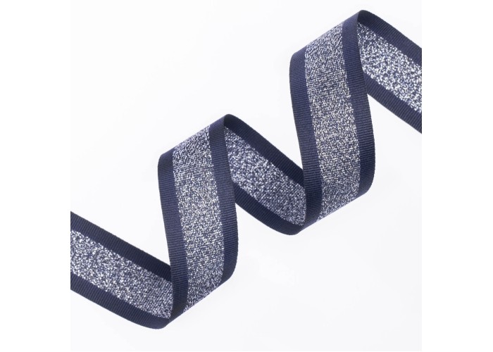 Κορδέλα Gros Μεταλλική Ρίγα 25ΜΜx25M BLUE-SILVER MET Κορδέλα Gros Μεταλλική Ρίγα 25ΜΜx25M BLUE-SILVER MET