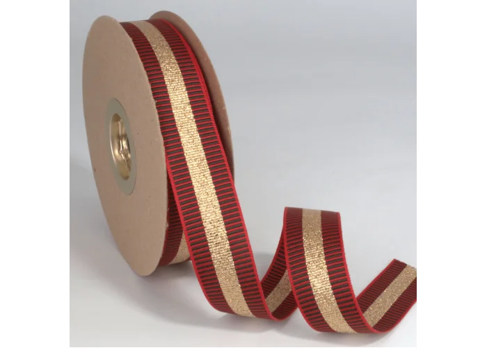 Κορδέλα Gros Μεταλλική Ρίγα 25ΜΜΧ25ΜΕΤ GREEN D-RED-GOLD MET