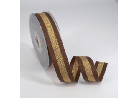 Κορδέλα Gros Μεταλλική Ρίγα 25ΜΜx25M BROWN-GOLD MET
