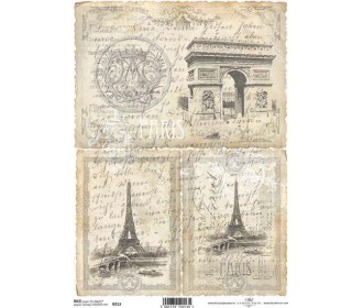 Ριζόχαρτο Decoupage A4 -Old Paris postcard Ριζόχαρτο Decoupage A4 -Old Paris postcard