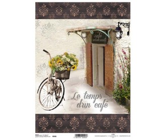 Ριζόχαρτο Decoupage A4 - Bicycle and flowers Ριζόχαρτο Decoupage A4 - Bicycle and flowers