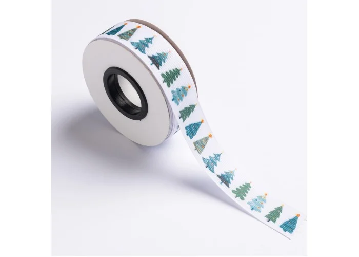 ΚΟΡΔΕΛΑ GROS D ΕΚΤΥΠΩΣΗ ΜΙΑ ΟΨΗ 25MMX20MET WHITE WITH TREES