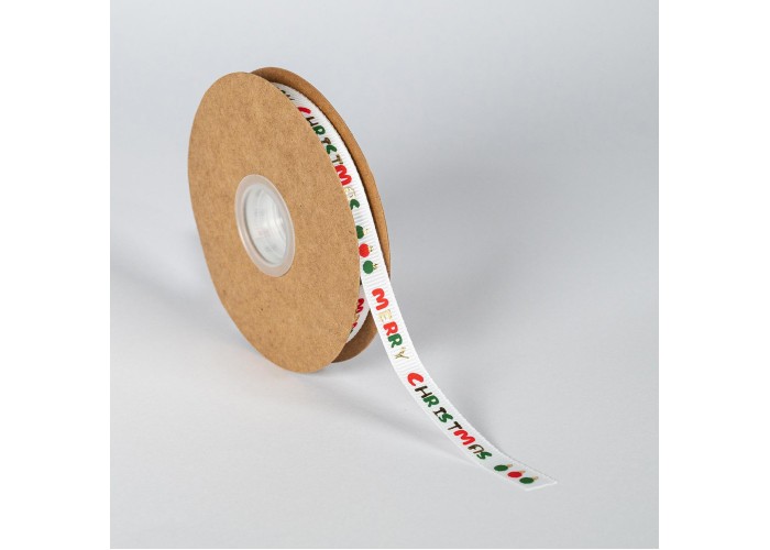 KΟΡΔΕΛΑ GROS ΕΚΤΥΠΩΣΗ MERRY CHRISTMAS 10MMX20MET WHITE