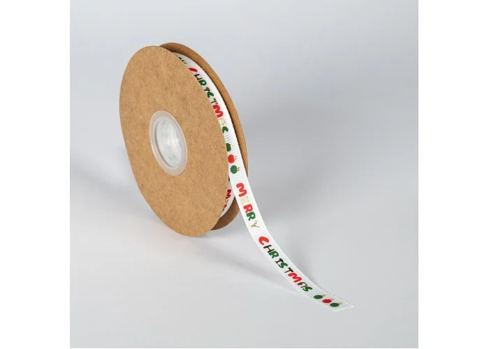 KΟΡΔΕΛΑ GROS ΕΚΤΥΠΩΣΗ MERRY CHRISTMAS 10MMX20MET WHITE