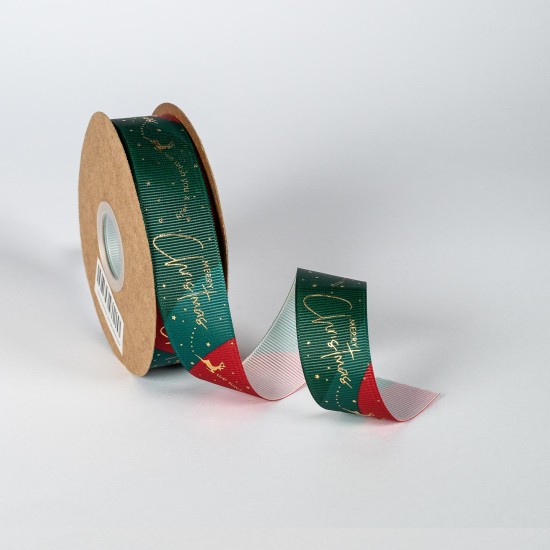 ΚΟΡΔΕΛΑ GROS ΔΙΧΡΩΜΗ ΕΚΤΥΠΩΣΗ MERRY CHRISTMAS 25MMX20MET GREEN D-RED ΚΟΡΔΕΛΑ GROS ΔΙΧΡΩΜΗ ΕΚΤΥΠΩΣΗ MERRY CHRISTMAS 25MMX20MET GREEN D-RED