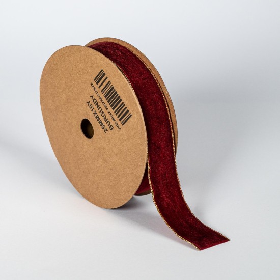 ΚΟΡΔΕΛΑ ΒΕΛΟΥΔΟ ΜΕ ΜΕΤΑΛΛΙΚΗ ΟΥΓΙΑ 25MMX9MET BURGUNDY ΚΟΡΔΕΛΑ ΒΕΛΟΥΔΟ ΜΕ ΜΕΤΑΛΛΙΚΗ ΟΥΓΙΑ 25MMX9MET BURGUNDY