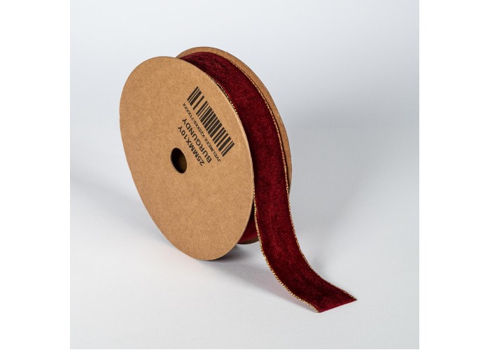 ΚΟΡΔΕΛΑ ΒΕΛΟΥΔΟ ΜΕ ΜΕΤΑΛΛΙΚΗ ΟΥΓΙΑ 25MMX9MET BURGUNDY ΚΟΡΔΕΛΑ ΒΕΛΟΥΔΟ ΜΕ ΜΕΤΑΛΛΙΚΗ ΟΥΓΙΑ 25MMX9MET BURGUNDY