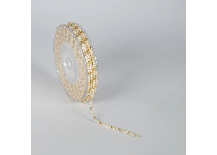 ΚΟΡΔΟΝΙ ΒΑΜΒΑΚΕΡΟ ΜΕ ΜΕΤΑΛΛΙΚΟ ΝΗΜΑ 3MMX20MET IVORY-GOLD MET