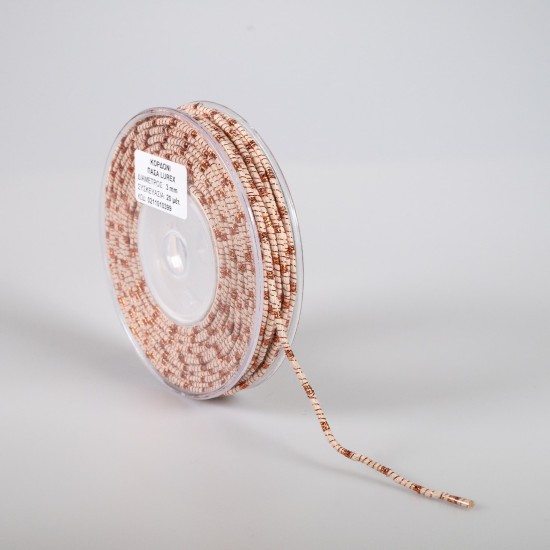 ΚΟΡΔΟΝΙ ΒΑΜΒΑΚΕΡΟ ΜΕ ΜΕΤΑΛΛΙΚΟ ΝΗΜΑ 3MMX20MET BEIGE-RUST ΚΟΡΔΟΝΙ ΒΑΜΒΑΚΕΡΟ ΜΕ ΜΕΤΑΛΛΙΚΟ ΝΗΜΑ 3MMX20MET BEIGE-RUST
